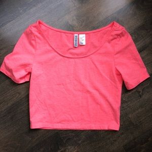 H&M neon pink crop top